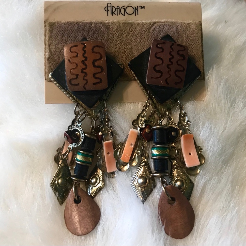 ARAGON MIXED MEDIA DANGLE EARRINGS NWT